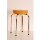 Yılmaz Masacılık 4 Adet Sarı Tay Tüyü Altın Profil Tabure Metal Tabure Mutfak Taburesi Kalın Tabure