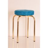 Yılmaz Masacılık 8 Adet Mavi Ninova Altın Ahtapot Tabure Mutfak Taburesi Demir Tabure