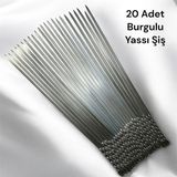 Yılmaz Nargile 20 Adet Yassı Mangal Şişi,domates Sebze Patlıcan Tavuk Kanat Şişi 50 cm ,yassı Şiş,galvaniz Şiş