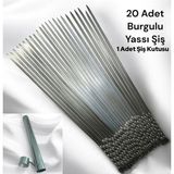 Yılmaz Nargile 20 Adet Yassı Mangal Şişi,patlıcan Domates Sebze Tavuk Kanat Şişi, 50 cm Yassı Şiş,1 Şiş Kutusu