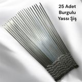 Yılmaz Nargile 25 Adet Yassı Mangal Şişi (Halkasız) Domates Sebze Patlıcan Tavuk Kanat Şişi 50 cm ,yassı Şiş,galvaniz Şiş