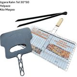 Yılmaz Nargile Ahşap Saplı 1.kalite Kalın Izgara 30*50 Cm,kömür Köz Maşası , Plastik Yelpaze,