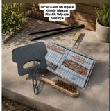 Yılmaz Nargile Ahşap Saplı 1.kalite Kalın Izgara 30*50 Cm,kömür Köz Maşası , Tel Fırça,plastik Yelpaze