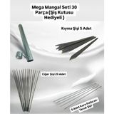Yılmaz Nargile Mega Mangal Seti 30 Parça ( Şiş Kutusu Hediyeli ) 20 Ciğer Şişi 5 Kıyma Şişi,5 Patlıcan - Tavuk Şişi