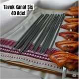 Yılmaz Nargile Tavuk Kanat Şişi 40 Adet- Yassı Silme Demir - Galvanizsiz –boy 60CM–EN 1,2 Cm-Kalınlık 2mm,piliç Şiş