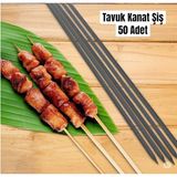 Yılmaz Nargile Tavuk Kanat Şişi 50 Adet- Yassı Silme Demir - Galvanizsiz –boy 60CM–EN 7mm-Kalınlık 2mm,piliç Şişi