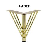 Yılmaz Sünger Metal Ayak Tel Büküm Gold Mobilya Koltuk Dolap Kanepe Ayağı ( 4 Adet ) - 18 CM