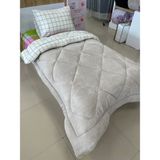 Yılmaz Tekstil Denizli Tek Kişilik Çift Taraflı Welsoft Yorgan Takımı Krem Kare | Çeyiz Seti | Çeyiz Takımı - 155 x 215 cm - Bej - Krem