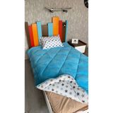Yılmaz Tekstil Denizli Tek Kişilik Çift Taraflı Welsoft Yorgan Takımı Mavi Yıldız | Çeyiz Seti | Çeyiz Takımı - 155 x 215 cm - 01-Mavi