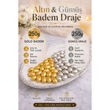 YILMAZ ÜLKÜ KURUYEMİŞ (250 GR) Gold Bademli Draje + (250 GR) Gümüş Bademli Draje Nişan Düğün Hediyelik Tatlı Atıştırmalık