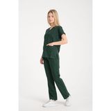 Yılmaz Üniforma V Yaka Avcı Yeşil Unisex Likralı Ütü Istemeyen Doktor Hemşire Scrubs Takım - 2XS