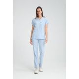 Yılmaz Üniforma V Yaka Buz Mavi Unisex Likralı Ütü Istemeyen Unisex Doktor Hemşire Scrubs Takım - 2XS