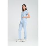 Yılmaz Üniforma V Yaka Buz Mavi Unisex Likralı Ütü Istemeyen Unisex Doktor Hemşire Scrubs Takım - Buz Mavisi - XL