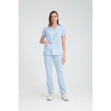 Yılmaz Üniforma V Yaka Buz Mavi Unisex Likralı Ütü Istemeyen Unisex Doktor Hemşire Scrubs Takım
