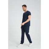 Yılmaz Üniforma V Yaka Lacivert Likralı Ütü Gerektirmeyen Unisex Hemşire Doktor Takım Scrubs - XL