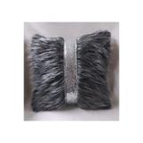YILMAZHOME Peluş Kare Şeritli Kırlent Kılıfı - Gri