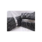 YILMAZHOME Peluş Şeritli Kırlent Kılıfı 2'li - (GRİ PELUŞ-GÜMÜŞ ŞERİT)