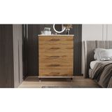 Yilwood Modern Tasarımlı Beş Çekmeceli Şifonyer 110 cm Yükseklik 80 cm Genişlik Parlak Beyaz