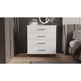Yilwood Modern Tasarımlı Dört Çekmeceli Şifonyer Parlak Beyaz 90 cm Yükseklik 80 cm Genişlik