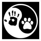 Yin ve Yang kedi köpek ayak izleri araba Sticker BEyaz Renk