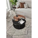 Yin Yang Unity Serenity 2’li Orta Sehpa Seti – 70 cm Madran Ceviz | Modern, Şık ve Fonksiyonel Yuvarlak Ahşap Tasarım (Ceviz-Siyah)