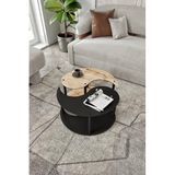 Yin Yang Unity Serenity 2’li Orta Sehpa Seti – 70 cm Madran Ceviz | Modern, Şık ve Fonksiyonel Yuvarlak Ahşap Tasarım (Meşe-Siyah)