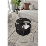 Yin Yang Unity Serenity Orta Sehpa 2’li Set – Madran Ceviz | Modern, Şık ve Dayanıklı Tasarım | 70 cm Yuvarlak Ahşap Sehpa (Siyah)