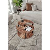 Yin Yang Unity Serenity Orta Sehpa 3’lü Set – 70 cm | Modern, Şık ve Fonksiyonel Yuvarlak Tasarım | Messer Kalitesi (Ceviz)