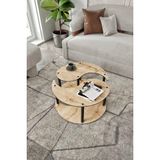 Yin Yang Unity Serenity Orta Sehpa 3’lü Set – 70 cm | Modern, Şık ve Fonksiyonel Yuvarlak Tasarım | Messer Kalitesi (Meşe)
