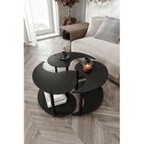 Yin Yang Unity Serenity Orta Sehpa 3’lü Set, Siyah, 70 cm Yuvarlak – Modern Minimalist Tasarım, Salon ve Oturma Odası İçin Dekoratif Zigon Sehpa