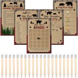 Yinder 145 Parça Oduncu Bebek Partisi Oyunu Erkek Çocuk Macera Teması 5 Oyun Seti Bebek Partisi Oyun Etkinlikleri 20 Kalem Dahil Bebek Tanımları, Dilekler, Bingo Oyunu (Lumberjack Stili)