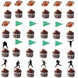 yinupet 24 adet Futbol Cupcake Üstleri Rugby Topu Spor Süper Top Cupcake Üstleri Erkek Çocuklar için Doğum Günü Partisi
