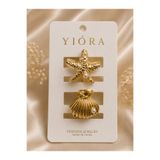 yiora 2Li Deniz Kabuğu& Deniz Yıldızı Gold Metal Mandal Toka Küçük Boy 2,5 cm XSMALL