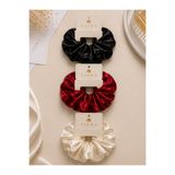 yiora 3 Lü Kadın Premium Saten Kumaş Büyük Boy Lastik Scrunchie Simit Toka XL (saçı kırmaz, iz yapmaz)