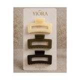 yiora 3’lü Premium Asetat Kemik Mandal Toka Seti 8,5 cm – Krem, Haki ve Acı Kahve Büyük Boy Güçlü Tutuş
