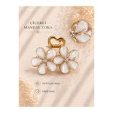 yiora Kadın Mini Boy Çiçekli Taşlı Gold Mandal Saç Tokası 4cm