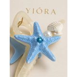 Yiora Premium Deniz Yıldızı Deniz Kabuğu Inci Detaylı Taşlı Mandal Toka 15 cm - Mavi