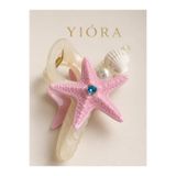 yiora Premium Deniz Yıldızı Deniz Kabuğu İnci Detaylı Taşlı Mandal Toka 15 cm