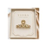 yiora Premium Elegan Seri 7,5 cm Kristal Taşlı Gold Mandal Saç Tokası – Güçlü Tutuş, Şık ve Zarif Tasarım