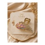 yiora Premium Lüks Kristal Taşlı Gold Metal Kanat Mandal Toka