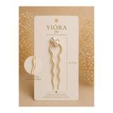 yiora Premium Seri 3tane İnci Detaylı Parlak Metal Japon Çubuk Saç Gold Topuz Tokası 12-13 cm