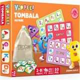 YİPPEE Alfabe Çocuk Tombala Oyunu - Eğitici Harf Öğrenme Oyunu - Okuma Yazmaya Hazırlık - Okul Öncesi ve 1. Sınıf | 8 Tabla 50 Pul Bez Kese - standart