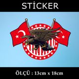 Yırtıcı Kuş - 2 Adet Sticker Araba Cam Bagaj Uyumlu Et,Ket Kask Motosiklet Dolap Cam Uyumlu Yapışkanayyıldız Bayrak