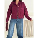 Yırtıklı Püskül Detaylı Gabardin Ceket - Bordo