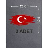 Yırtıklı Tırtıklı Türk Bayrağı, Ayyıldız, Araba Oto Motosiklet Karavan Sticker 02516 20x8 Cm