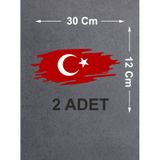 Yırtıklı Tırtıklı Türk Bayrağı, Ayyıldız, Araba Oto Motosiklet Karavan Sticker 02516 30x12 Cm
