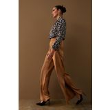 Yırtmaç Detaylı Saten Pantolon - CAMEL