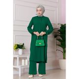 Yırtmaç Detaylı Tunik Pantolon Takım-Yeşil