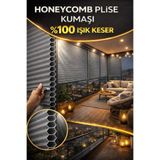 YİTEKS %100 KARARTMA GRİ HONEYCOMB CAM BALKON PLİSE PERDE ( İsteğe bağlı vidalı veya kancalı )