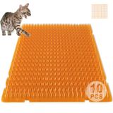 YITESHI Kediler için 10 Adet Scat Mat, 16x13 İnç Kedi Caydırıcı İç Mekan Mat, Sivri Uçlu Kedi Scat Mat, İnsancıl Evcil Hayvan Kovucu Çit, Kedi/Köpek için Turuncu Renk Kolayca Görün